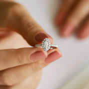 0.82 CT Markiz Kesim Pırlanta Taşlı Beyaz Altın Yüzük