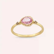 0.82 CT Pink Safir ve Brown Pırlanta Taşlı Sarı Altın Yüzük