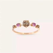 0.84 CT Brown Pırlanta ve Pink Safir Taşlı Rose Altın Yüzük