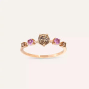 0.84 CT Brown Pırlanta ve Pink Safir Taşlı Rose Altın Yüzük