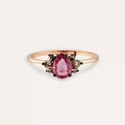 0.84 CT Multicolor Safir ve Brown Pırlanta Taşlı Rose Altın Yüzük