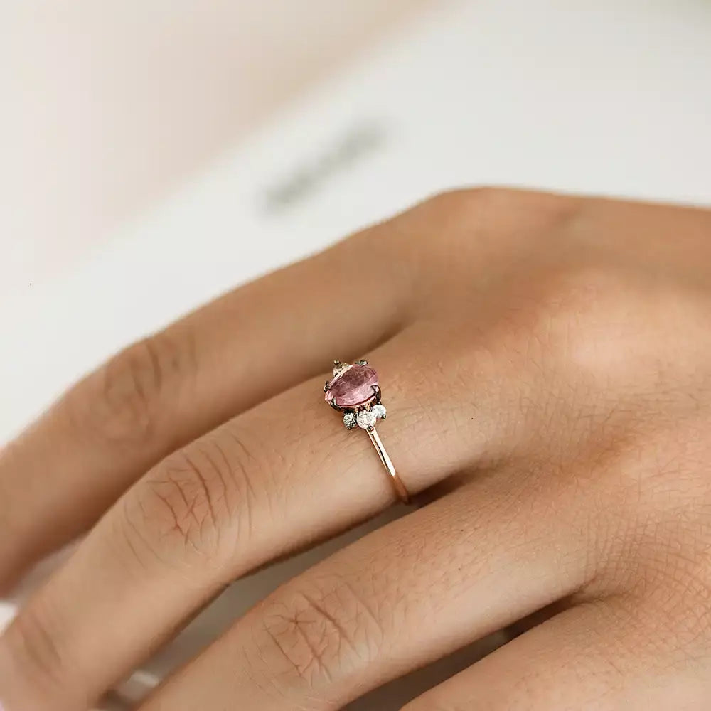 0.84 CT Multicolor Safir ve Brown Pırlanta Taşlı Rose Altın Yüzük