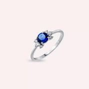 0.84 CT Safir ve Pırlanta Taşlı Beyaz Altın Yüzük
