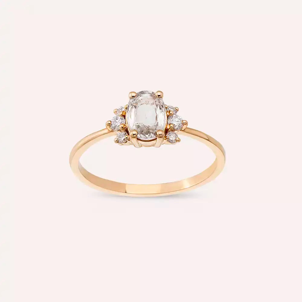 0.86 CT Multicolor Safir ve Pırlanta Taşlı Beyaz Altın Yüzük