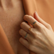 0.88 CT Multicolor Safir ve Pırlanta Taşlı Sarı Altın Yüzük