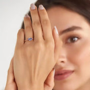 Swing 0.89 CT Blue ve Pink Safir Taşlı Rose Altın Yüzük