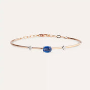 0.90 CT Oval Kesim Blue Safir ve Pırlanta Taşlı Rose Altın Bileklik