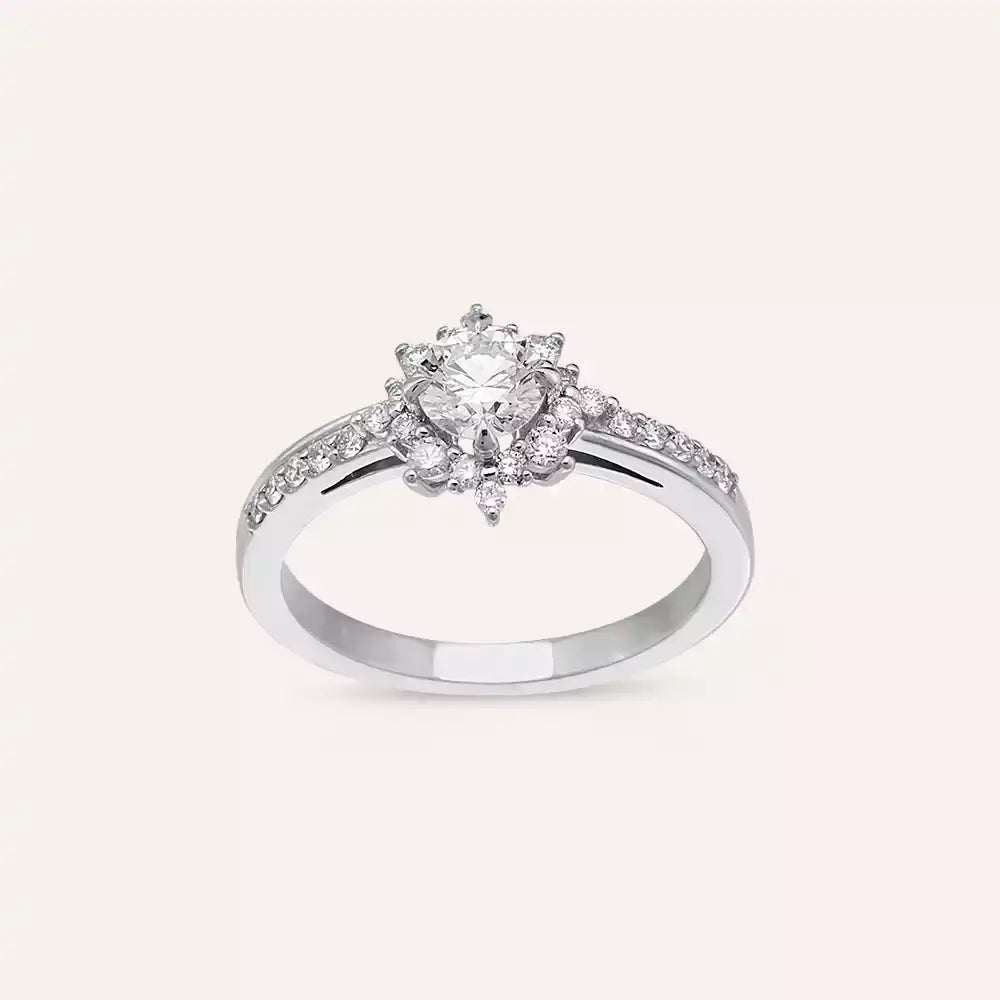 0.90 CT Pırlanta Taşlı Beyaz Altın Yüzük