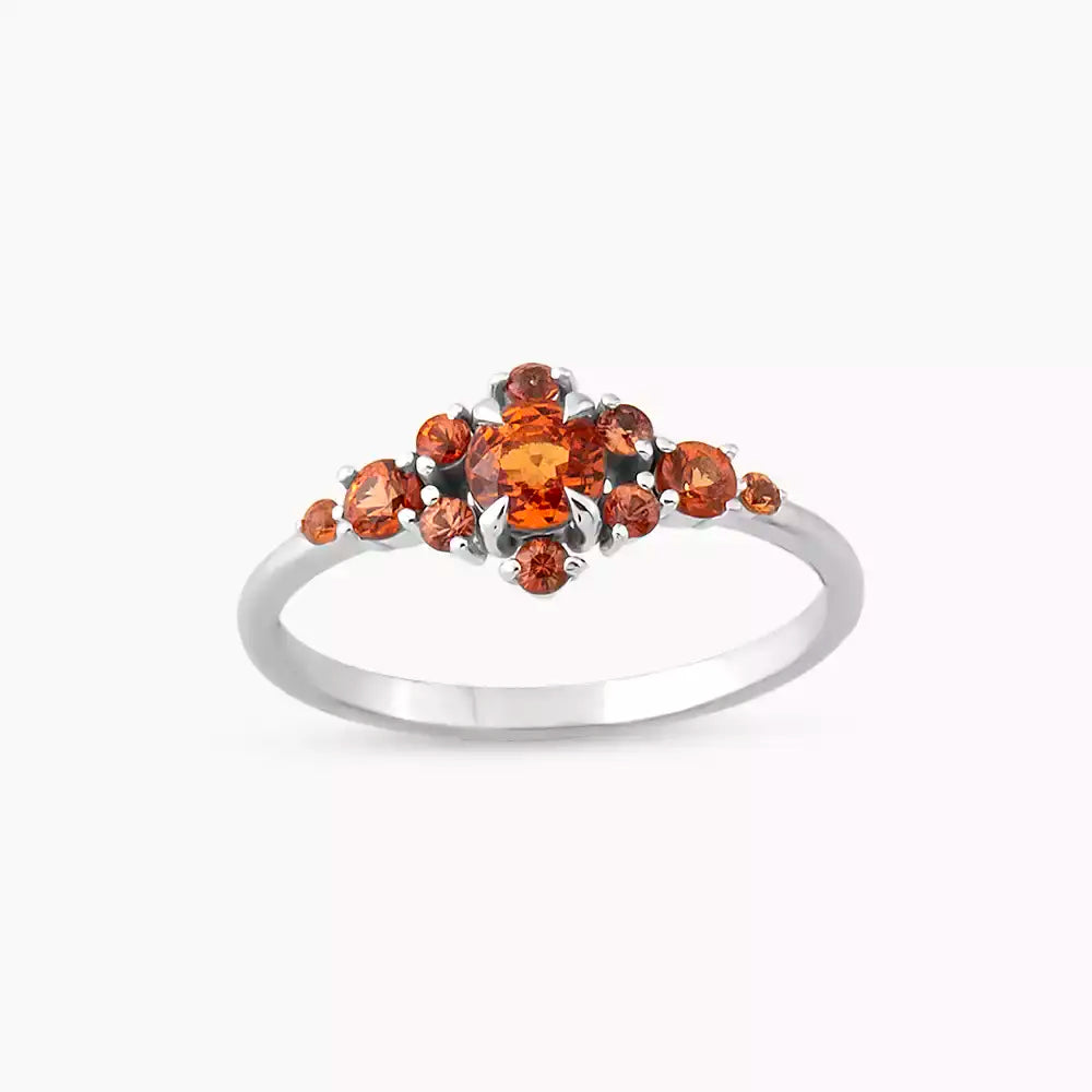 0.91 CT Orange Safir Taşlı Beyaz Altın Yüzük