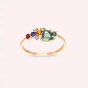 0.92 CT Multicolor Safir ve Pırlanta Taşlı Rose Altın Yüzük