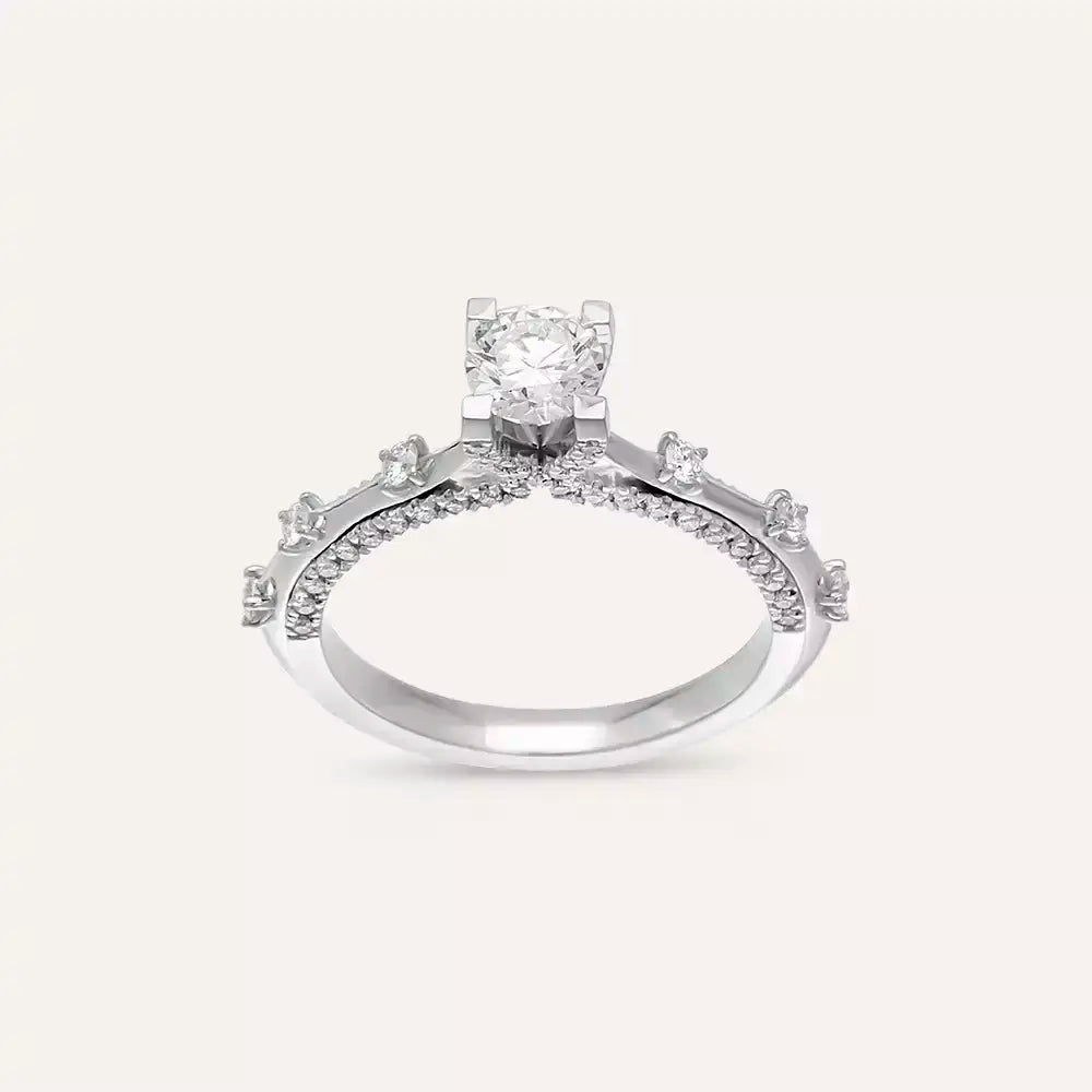 0.92 CT Pırlanta Taşlı Beyaz Altın Yüzük