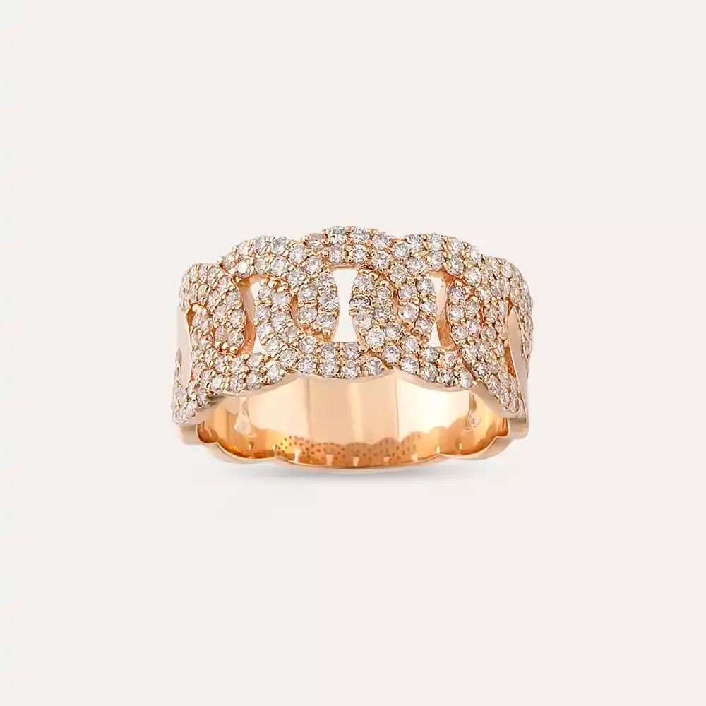 0.92 CT Pırlanta Taşlı Rose Altın Sarmal Yüzük