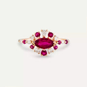 0.92 CT Yakut ve Pırlanta Taşlı Rose Altın Yüzük