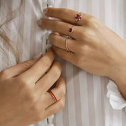 0.92 CT Yakut ve Pırlanta Taşlı Rose Altın Yüzük