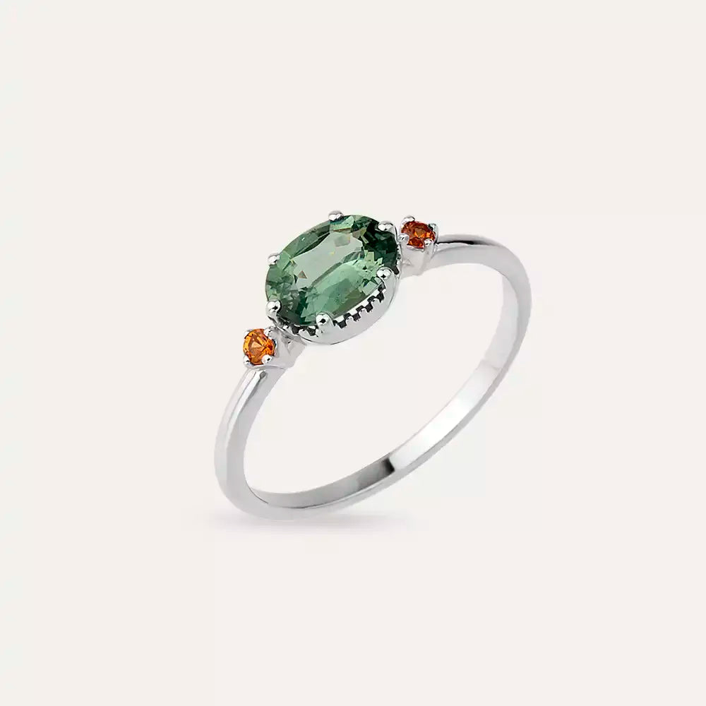 Swing 0.94 CT Green Safir ve Orange Safir Taşlı Yüzük