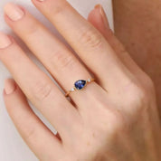 0.94 CT Safir ve Pırlanta Taşlı Sarı Altın Yüzük