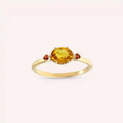 0.95 CT Yellow ve Orange Safir Taşlı Sarı Altın Yüzük