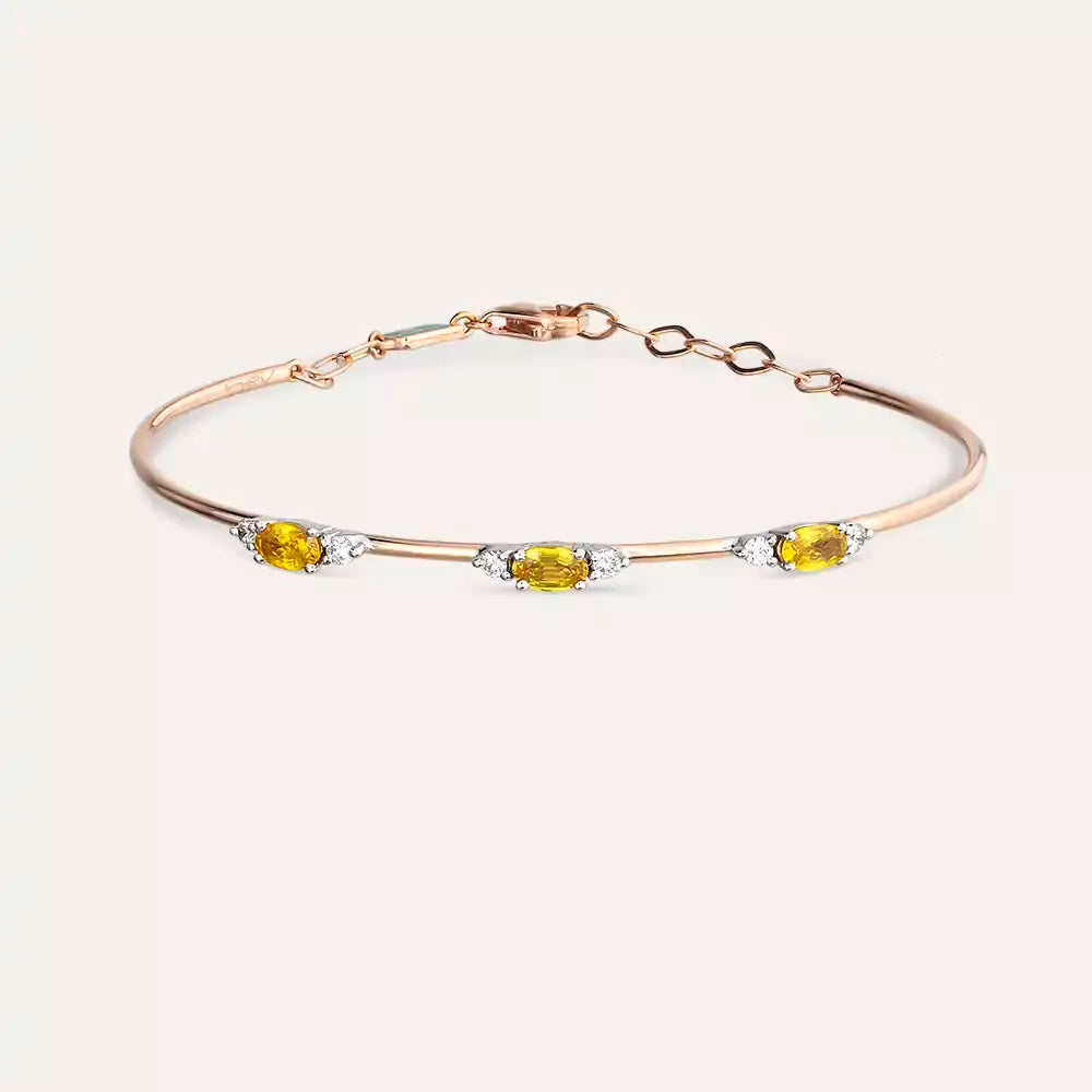 0.98 CT Yellow Safir ve Pırlanta Taşlı Bileklik