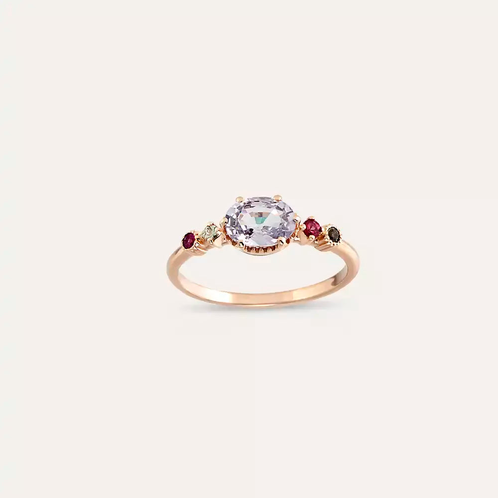 0.99 CT Multicolor Safir Taşlı Rose Altın Yüzük