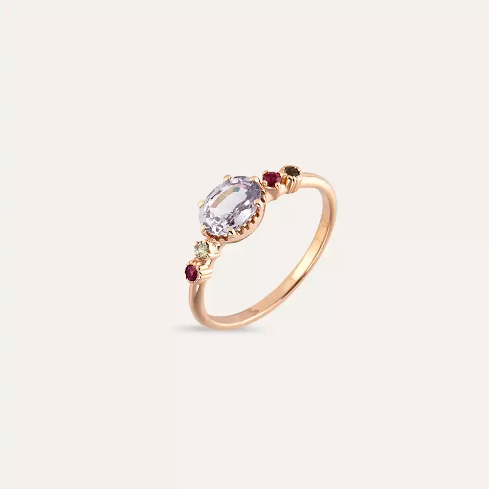 0.99 CT Multicolor Safir Taşlı Rose Altın Yüzük