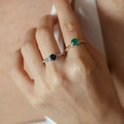 0.99 CT Safir ve Pırlanta Taşlı Beyaz Altın Yüzük