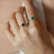 0.99 CT Safir ve Pırlanta Taşlı Beyaz Altın Yüzük