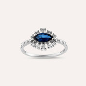 1.00 CT Safir ve Pırlanta Taşlı Yüzük