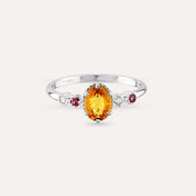1.02 CT Multicolor Safir ve Pırlanta Taşlı Beyaz Altın Yüzük