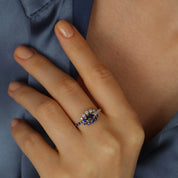 1.02 CT Safir ve Pırlanta Taşlı Yüzük