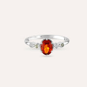 1.03 CT Multicolor Safir ve Pırlanta Taşlı Beyaz Altın Yüzük