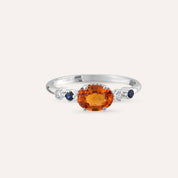 1.06 CT Multicolor Safir ve Pırlanta Taşlı Beyaz Altın Yüzük