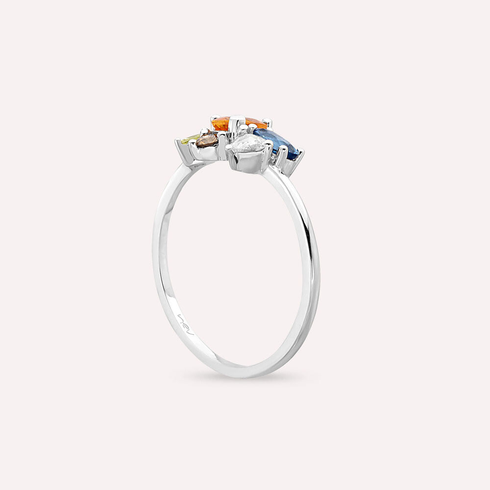 1.12 CT Elmas, Multicolor Safir ve Brown Pırlanta Taşlı Yüzük