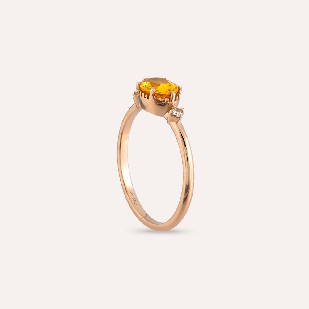 1.14 CT Yellow Safir ve Pırlanta Taşlı Rose Altın Yüzük