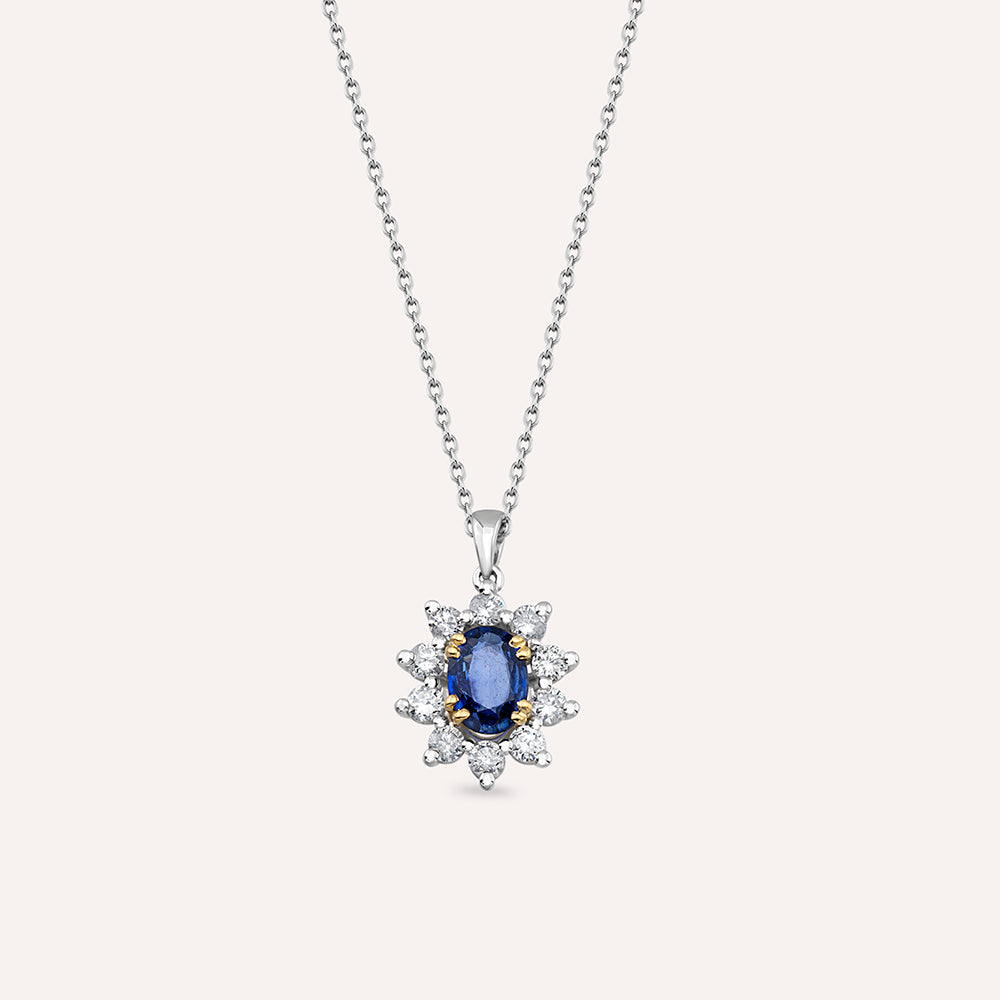 1.16 CT Safir ve Pırlanta Taşlı Anturaj Kolye