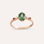 1.26 CT Multicolor Safir ve Pırlanta Taşlı Rose Altın Yüzük