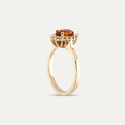 1.29 CT Orange Safir ve Pırlanta Taşlı Rose Altın Yüzük - Tufanlar Kuyumculuk