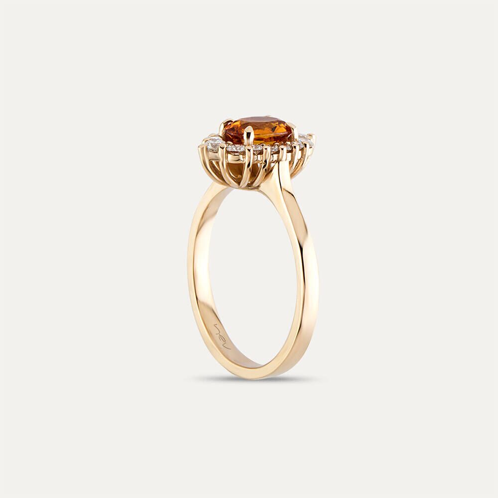 1.29 CT Orange Safir ve Pırlanta Taşlı Rose Altın Yüzük