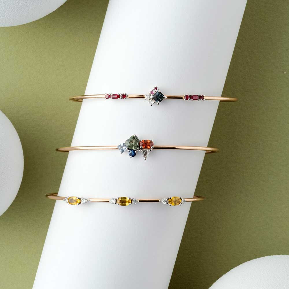 1.31 CT Elmas ve Multicolor Safir Taşlı Bileklik