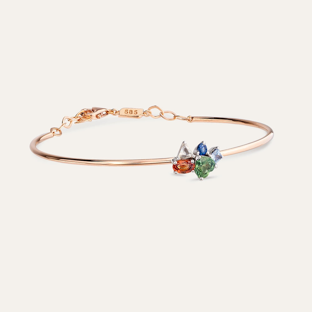 1.31 CT Elmas ve Multicolor Safir Taşlı Bileklik