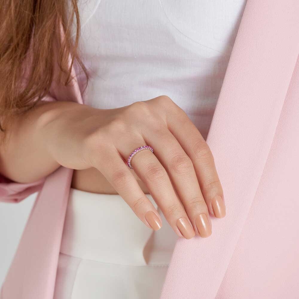 1.39 CT Purple Safir Taşlı Tamtur  Beyaz Altın Yüzük