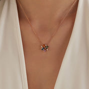1.41 CT Multicolor Safir ve Pırlanta Taşlı Kolye