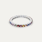 1.67 CT Multicolor Safir Taşlı Tamtur Beyaz Altın Yüzük