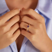 1.00 CT Ametist ve Pırlanta Taşlı Rose Altın Yüzük