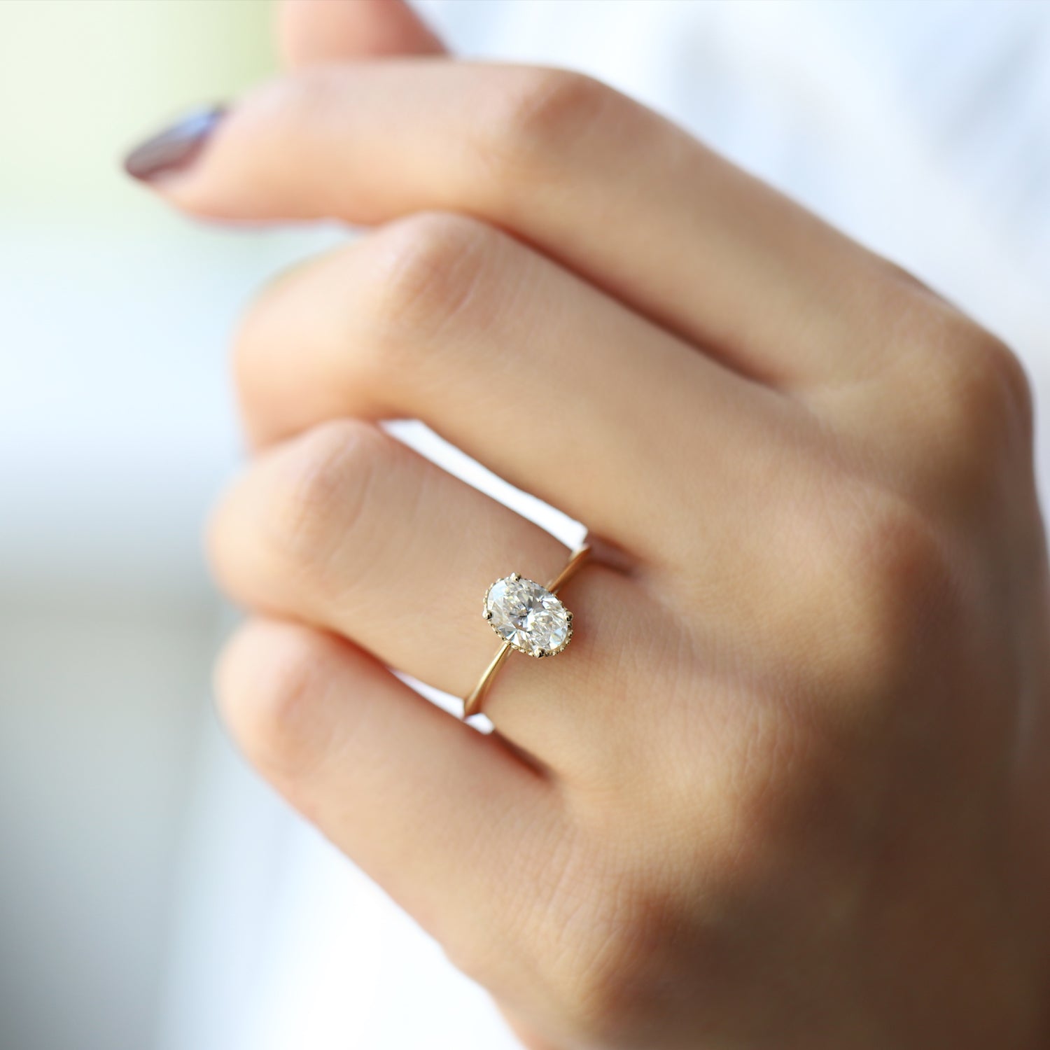 1.00 CT F SI2 GIA Sertifikalı Oval Tektaş Yüzük