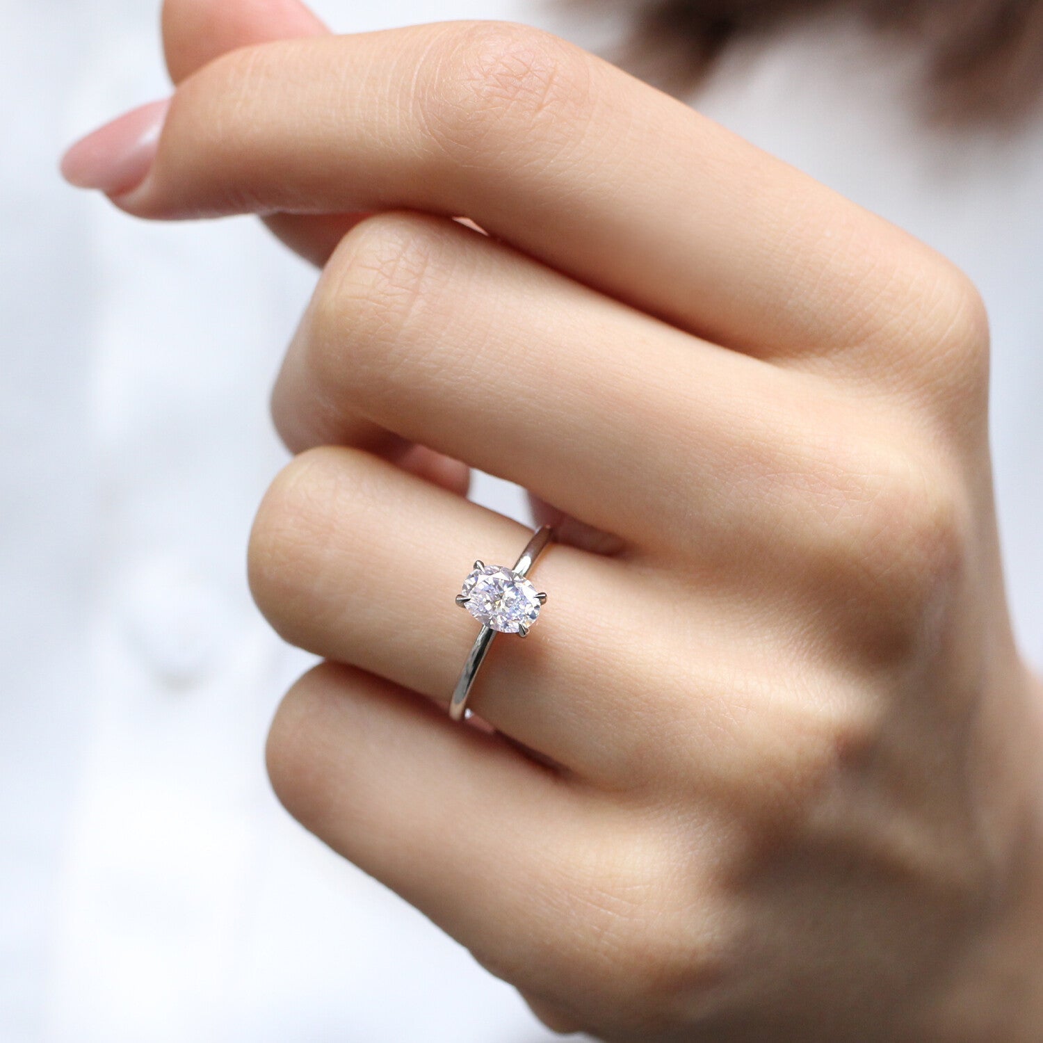 1.00 Karat F SI2 GIA Sertifikalı Oval Tektaş Yüzük