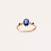 1.01 CT Blue Safir ve Pırlanta Taşlı Rose Altın Yüzük