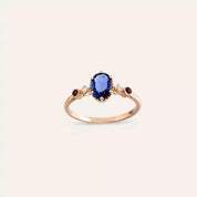 1.01 CT Blue Safir ve Pırlanta Taşlı Rose Altın Yüzük