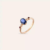 1.01 CT Blue Safir ve Pırlanta Taşlı Rose Altın Yüzük