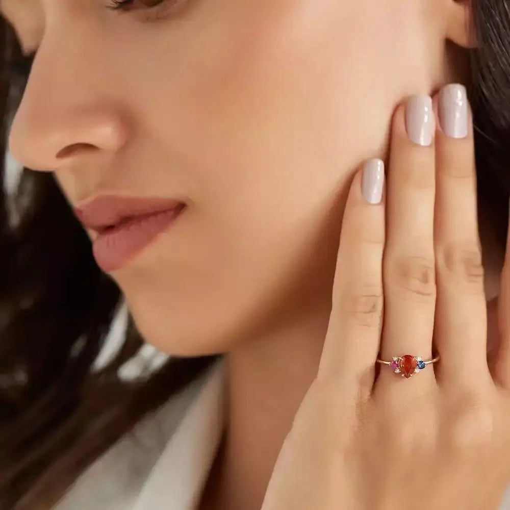 1.01 CT Multicolor Safir ve Pırlanta Taşlı Rose Altın Yüzük