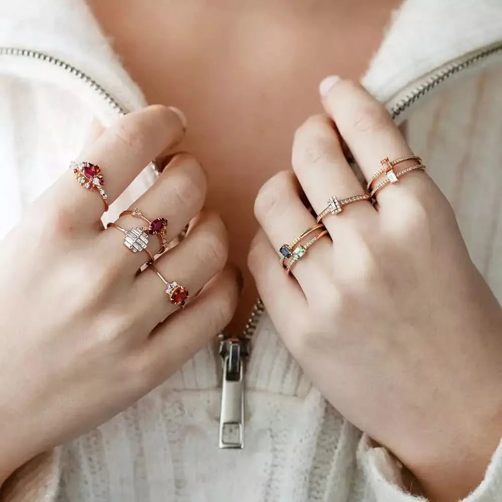 1.05 CT Multicolor Safir, Yakut ve Pırlanta Taşlı Yüzük